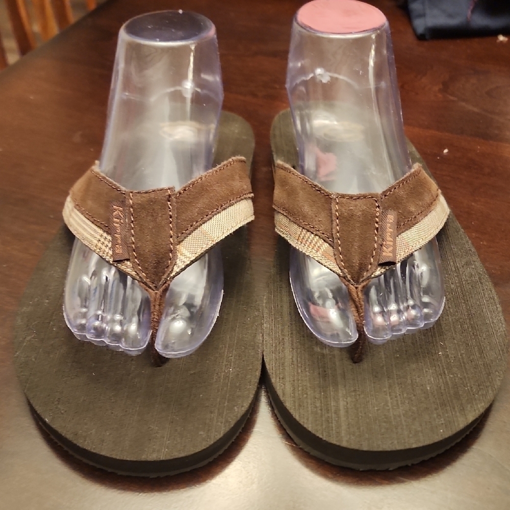Kirra Brown and Tan Flip Flops Sz12